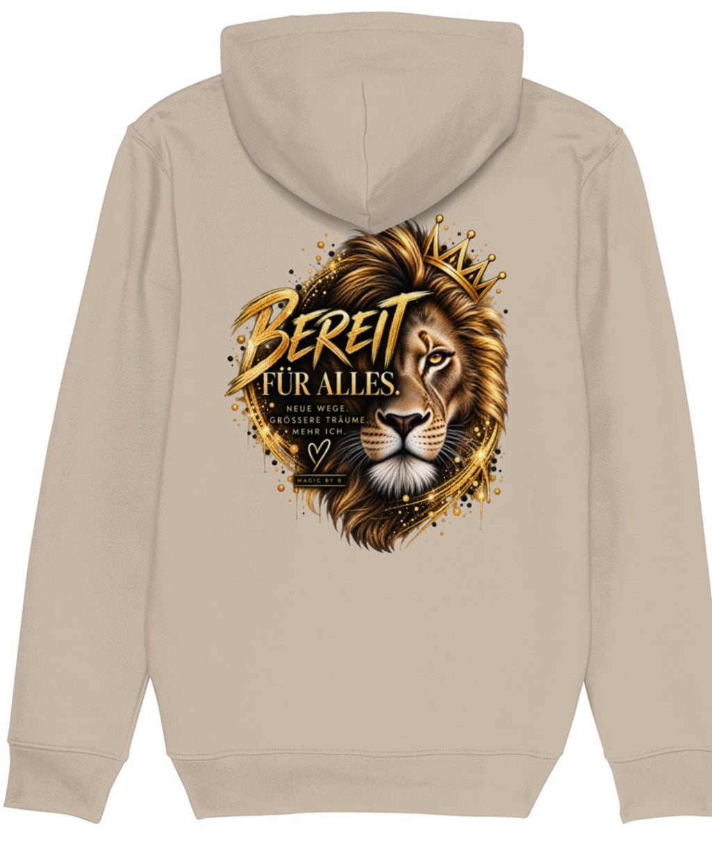 BEREIT FÜR ALLES Hoodie Wüstensand – Rückseite