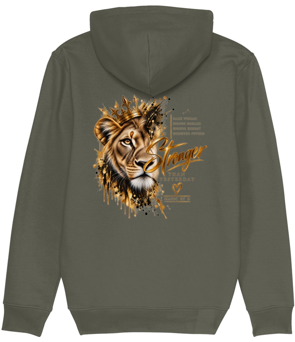 STRONGER THAN YESTERDAY Hoodie Khaki – Rückseite
