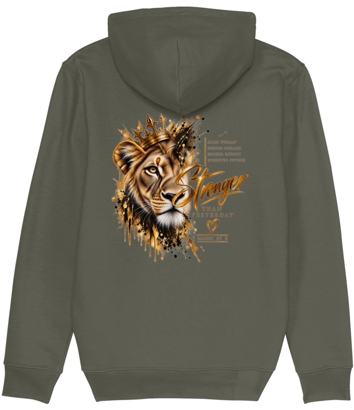 STRONGER THAN YESTERDAY Hoodie Khaki – Rückseite
